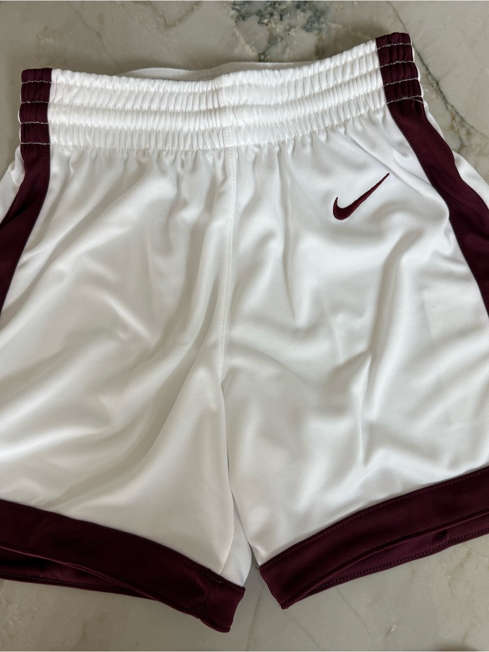 Nike Women’s White and Maroon Athletic Shorts